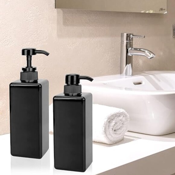 3pc Large plastic pump bottle soap dispensers black 22oz/650ml - Picture 1 of 2